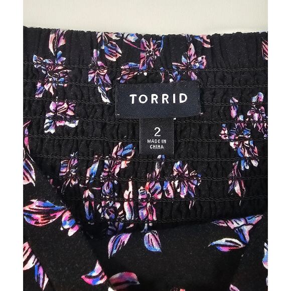 Torrid sz 2 (2X) tank tunic dress summer floral coquette stretch comfort black - Picture 4 of 8